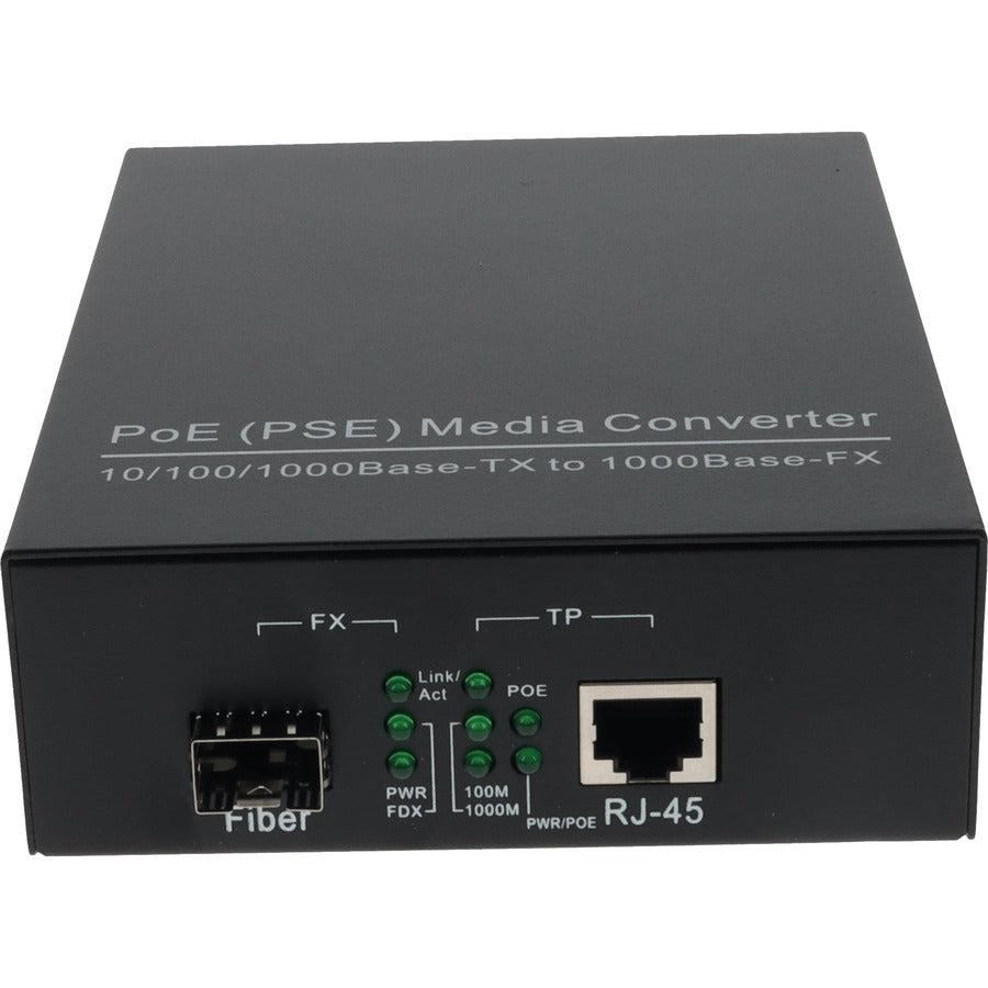 Addon Networks 1Gbs 1 Rj-45 To 1 Sfp Port Poe+ Network Media Converter 1000 Mbit/S Multi-Mode, Single-Mode