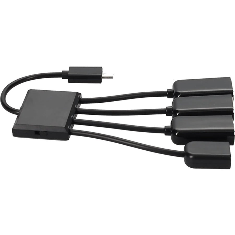 Addon Networks 8In Micro-Usb 2.0 (B) Male To Usb 2.0 (A) Female Black Hub