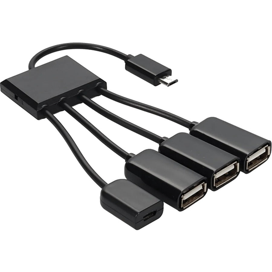 Addon Networks 8In Micro-Usb 2.0 (B) Male To Usb 2.0 (A) Female Black Hub