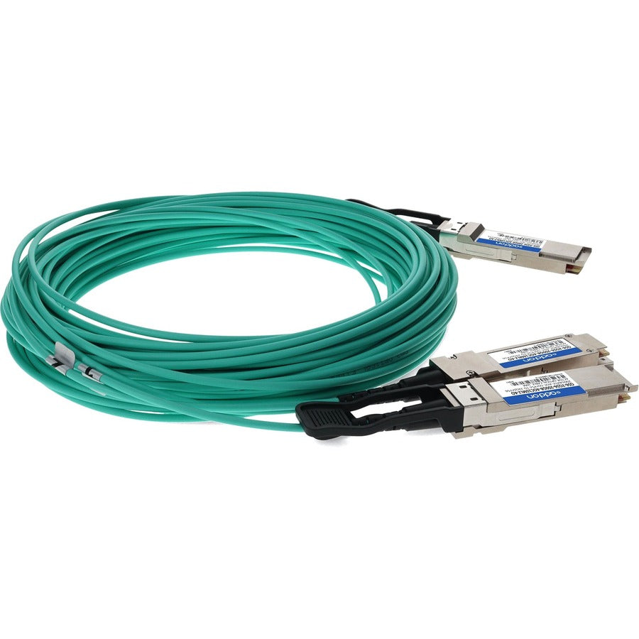 Addon Networks Q56-2Q56-200Gb-Aoc10Mlz-Ao Infiniband Cable 10 M Qsfp56 2Xqsfp56 Green, Grey