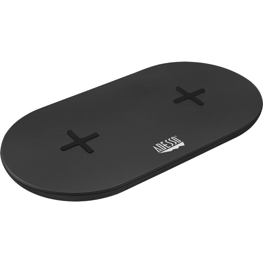 Adesso 15W Max Qi-Certified Dual 2-Coil Wireless Fast Charging Pad