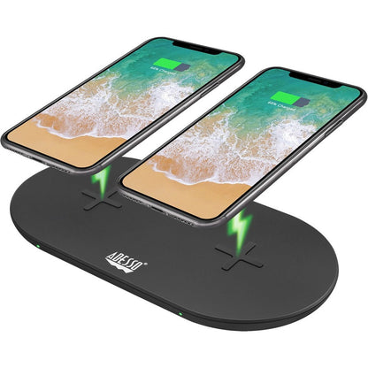 Adesso 15W Max Qi-Certified Dual 2-Coil Wireless Fast Charging Pad