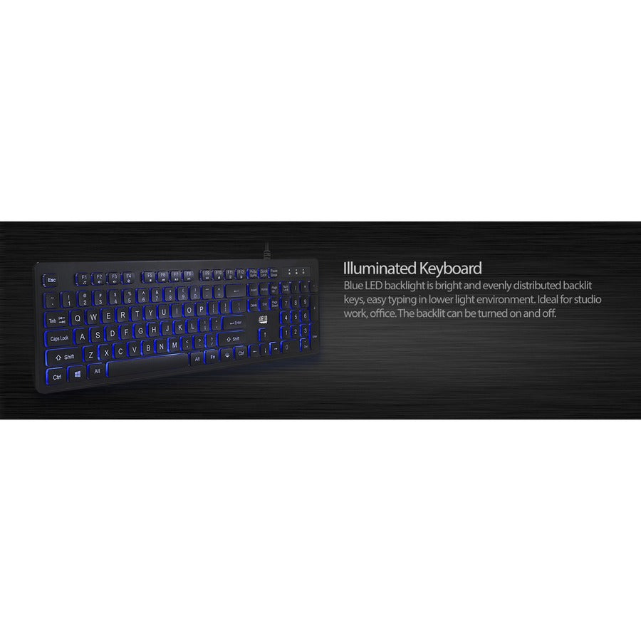 Adesso Large Print Illuminated Desktop Keyboard