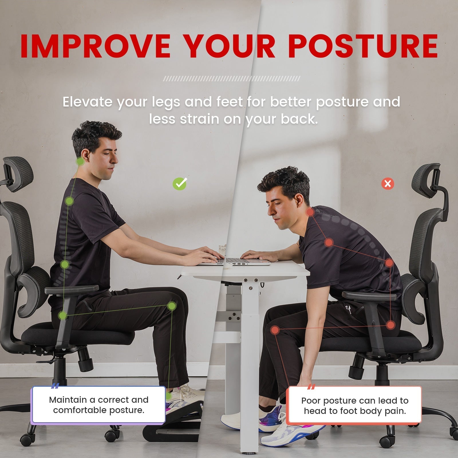 Adjustable Ergonomic Under Desk Footrest