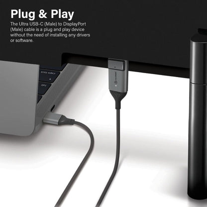 Alogic Usb-C (Male) To Displayport (Male) Cable - Ultra Series - 4K 60Hz -Space Grey - 2M