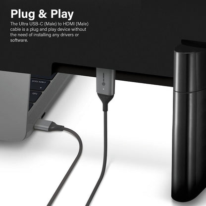 Alogic Usb-C (Male) To Hdmi (Male) Cable - Ultra Series - 4K 60Hz - Space Grey - 1M