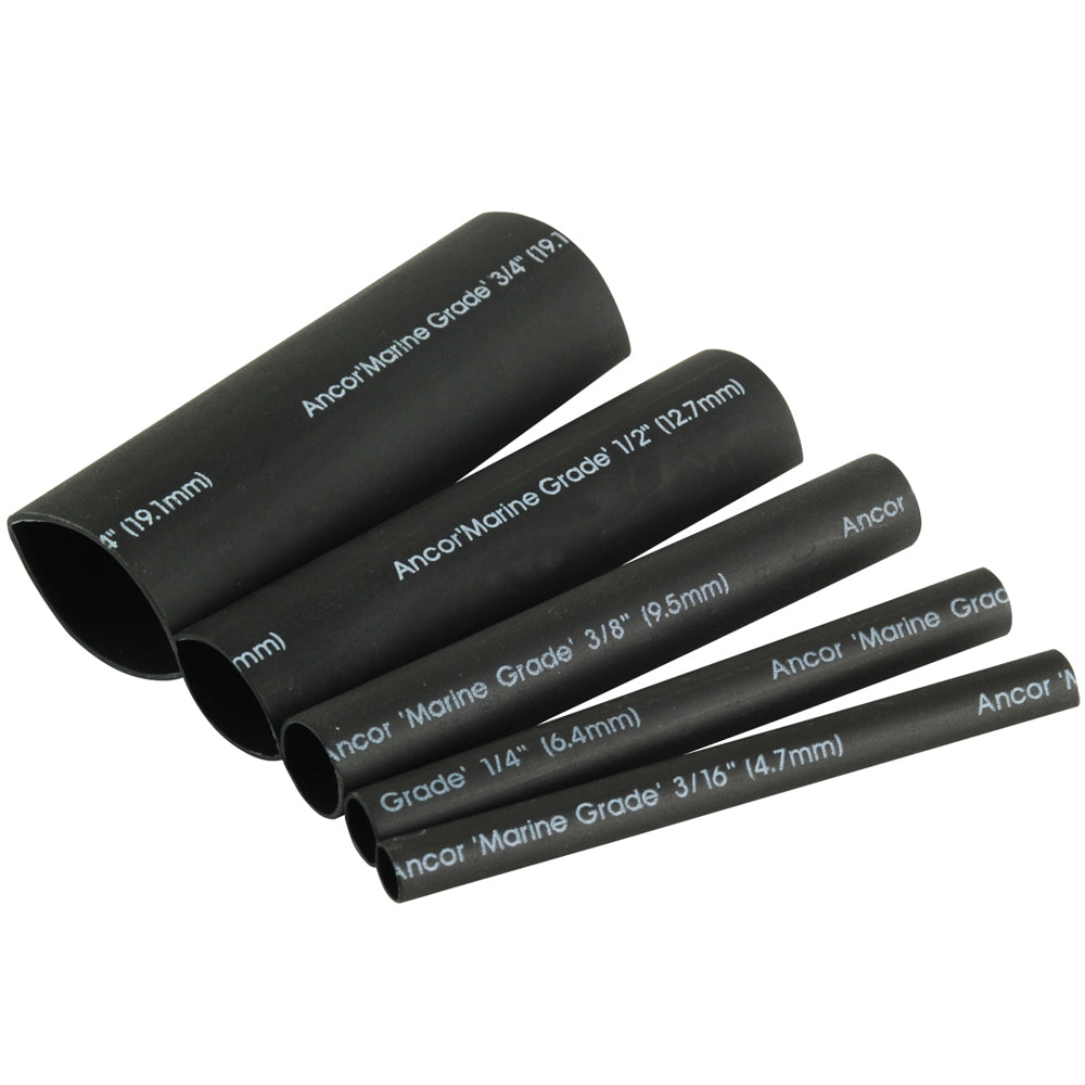 Ancor Adhesive Lined Heat Shrink Tubing Kit - 8-Pack, 3", 20 to 2/0 AWG, Black