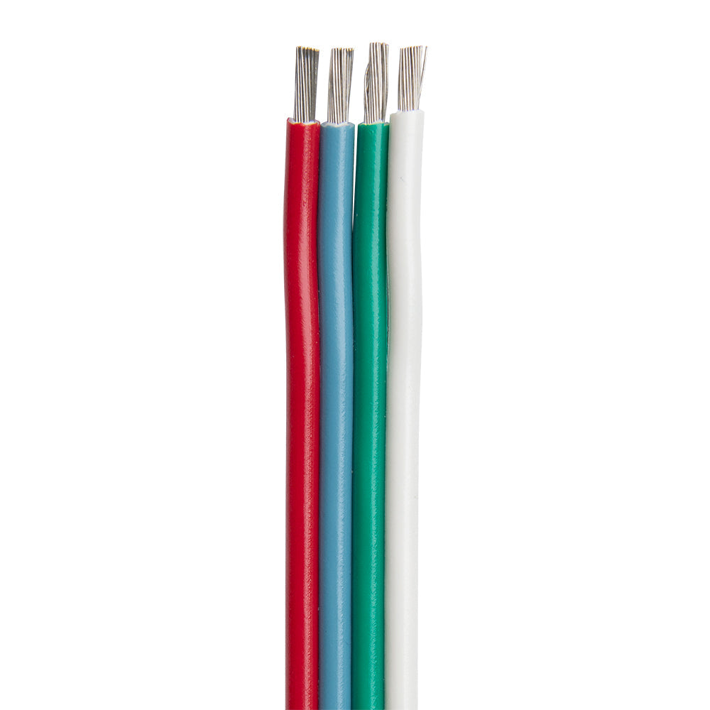 Ancor Flat Ribbon Bonded RGB Cable 16/4 AWG - Red, Light Blue, Green &amp; White - 100&#39;