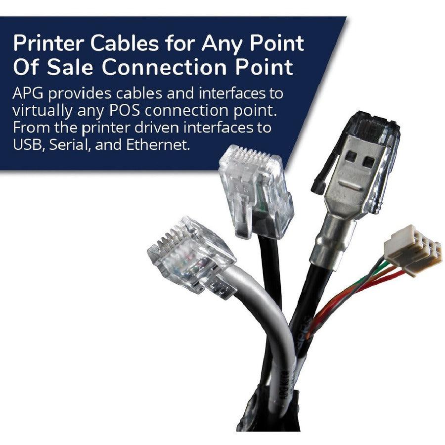 Apg Printer Interface Cable | Cd-101A-10 Cable For Cash Drawer To Printer | 1 X Rj-12 Male - 1 X Rj-45 Male | Connects To Epson And Star Printers | 10' Length