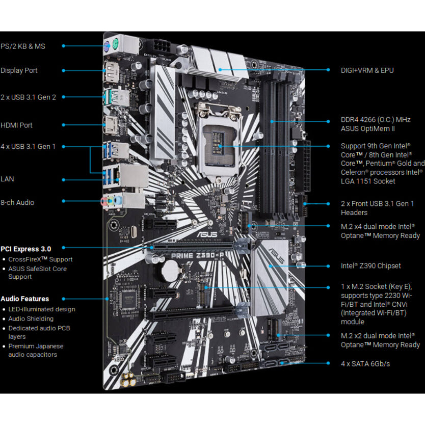 Asus Prime Z390-P Lga 1151 (300 Series) Intel Z390 Sata – TeciSoft