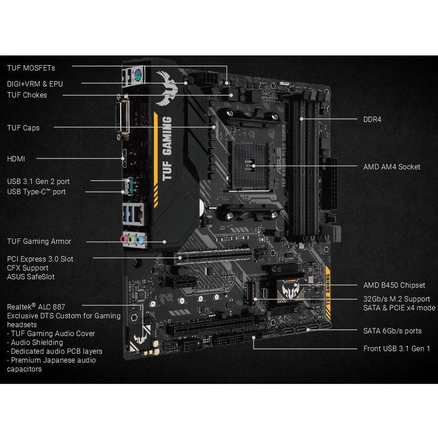 Asus Tuf B450M-Plus Gaming Am4 Amd B450 Sata 6Gb/S Micro Atx Amd Motherboard