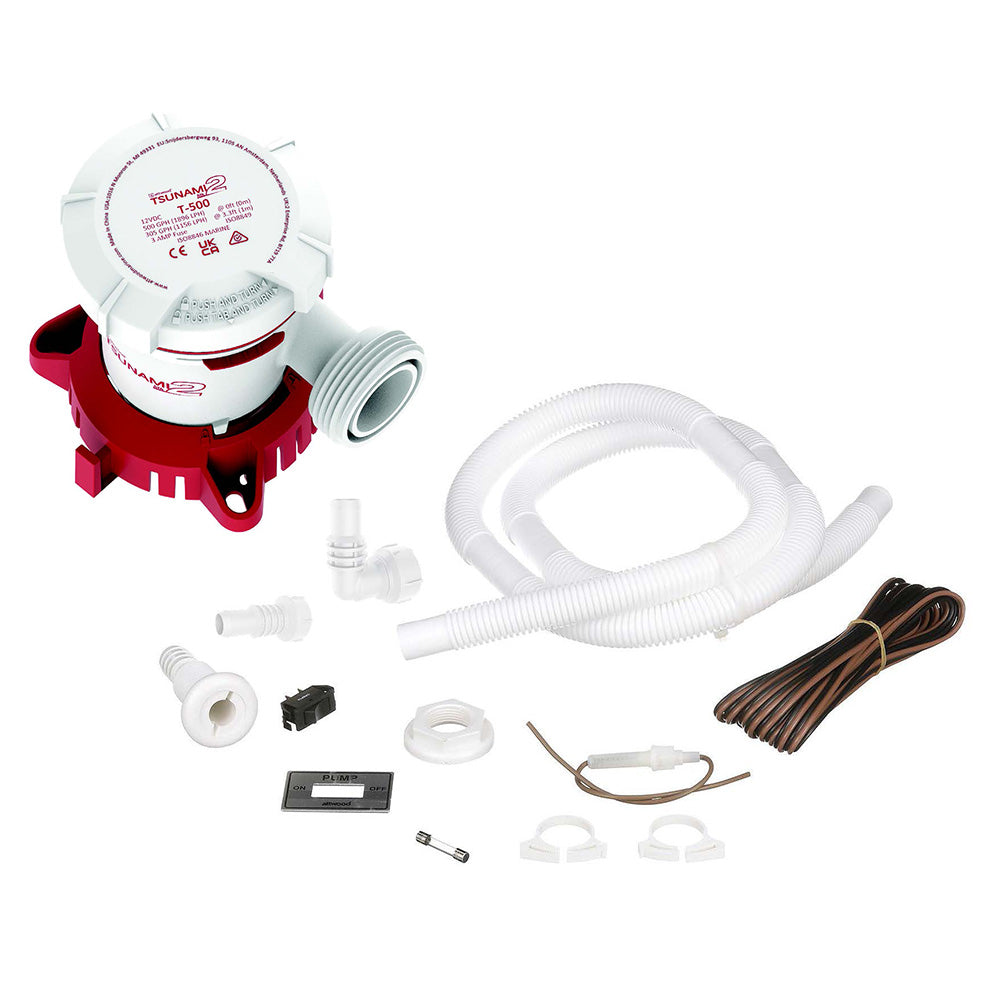 Attwood Tsunami MK2 T500 Manual Bilge Pump w/Installation Kit - 500 GPH &amp; 12V