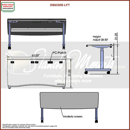 Audio Visual Furniture ADA Compliant Electric Lift Sit or Stand Desk DS6330-LFT