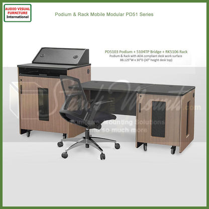 Audio Visual Furniture Dual Rack Mobile Instructor Station (28RU) PD5107