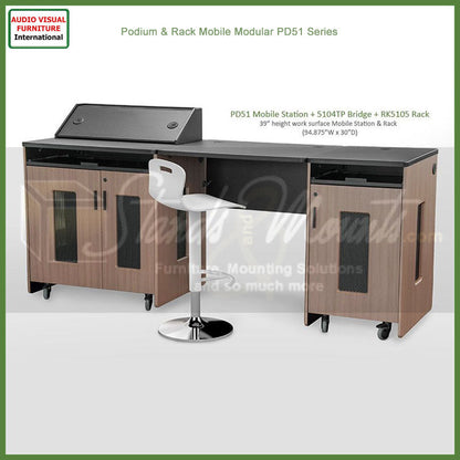 Audio Visual Furniture Dual Rack Mobile Instructor Station (28RU) PD5107