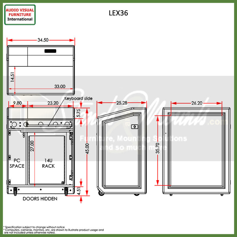 Audio Visual Furniture Executive Multimedia Lectern (14RU) LEX36