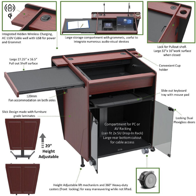 Audio Visual Furniture Height Adjustable Executive Podium, PDL2311