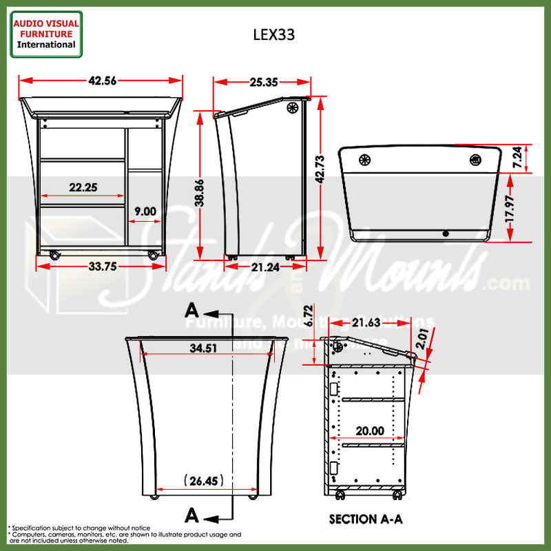 Audio Visual Furniture Large Surface Lectern LEX33