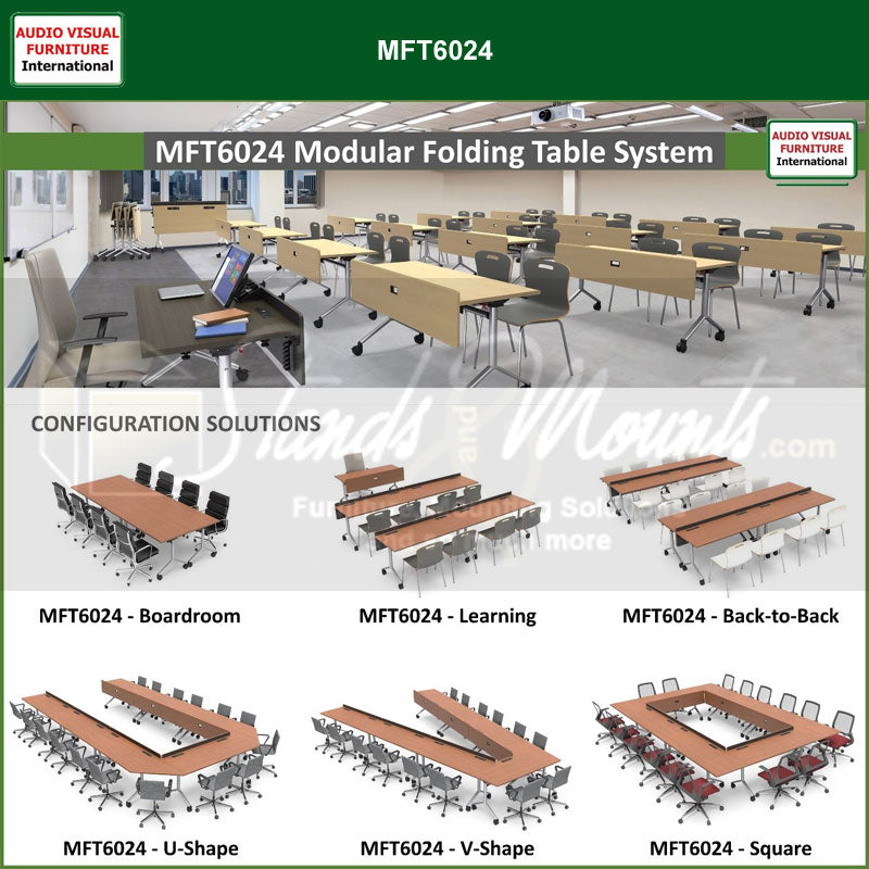 Audio Visual Furniture Modular Folding Table (3 Person, Corner Left) MFT6024-3PCL