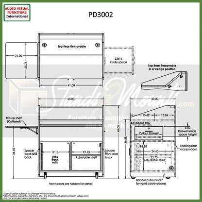 Audio Visual Furniture Single Rack Multimedia Podium (10RU) PD3002