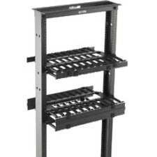 B-Line Rack-Mounted Double Sided Horizontal Manager W/ Cover, 19" Width, 1U, Flat Black