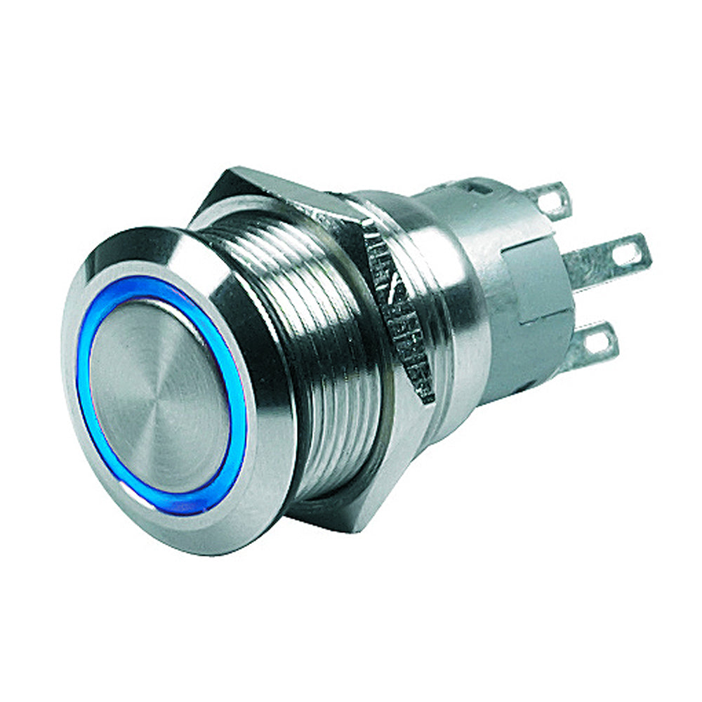 BEP Push Button Switch - 24V Momentary (On)/Off - Blue LED