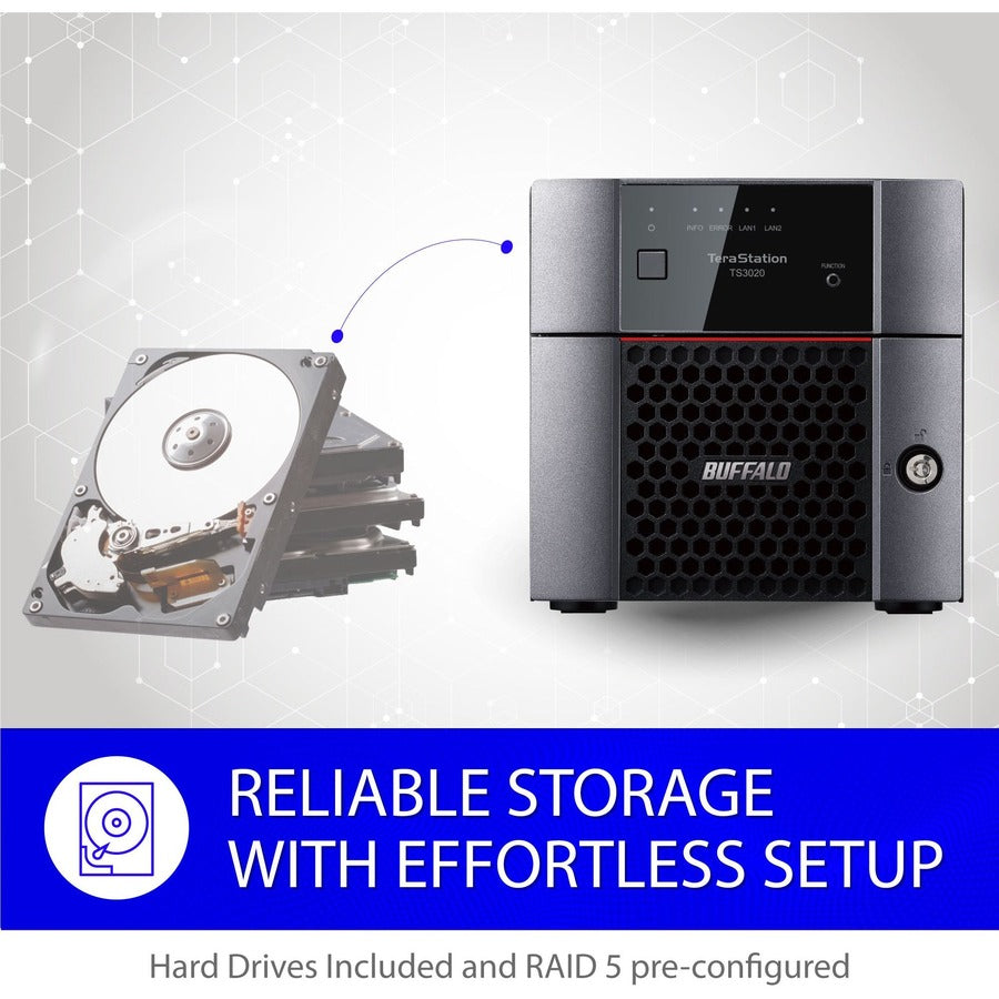 BUFFALO TeraStation 3220DN 2-Bay Desktop NAS 4TB (2x2TB) with HDD NAS Hard Drives Included 2.5GBE / Computer Network Attached Storage / Private Cloud / NAS Storage/ Network Storage / File Server