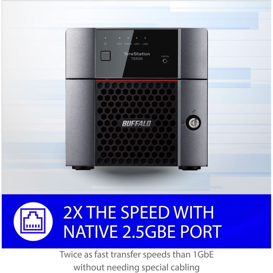 BUFFALO TeraStation 3220DN 2-Bay Desktop NAS 8TB (2x4TB) with HDD NAS Hard Drives Included 2.5GBE / Computer Network Attached Storage / Private Cloud / NAS Storage/ Network Storage / File Server
