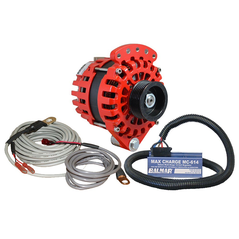 Balmar Alternator 1-2" Single Foot K6 Serpentine Pulley Regulator &amp; Temp Sensor - 170A Kit - 12V