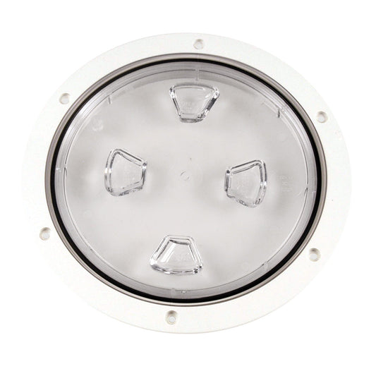 Beckson 8" Clear Center Screw-Out Deck Plate - White