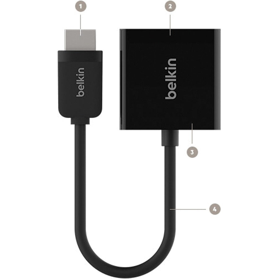 Belkin F2Cd058 Video Cable Adapter Hdmi Vga (D-Sub) Black