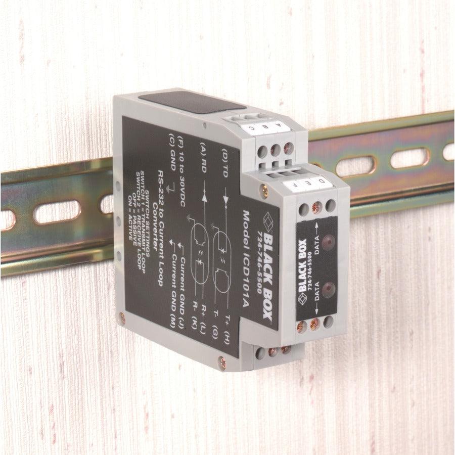 Black Box RS-232 to Current Loop DIN Rail Converter with ICD101A