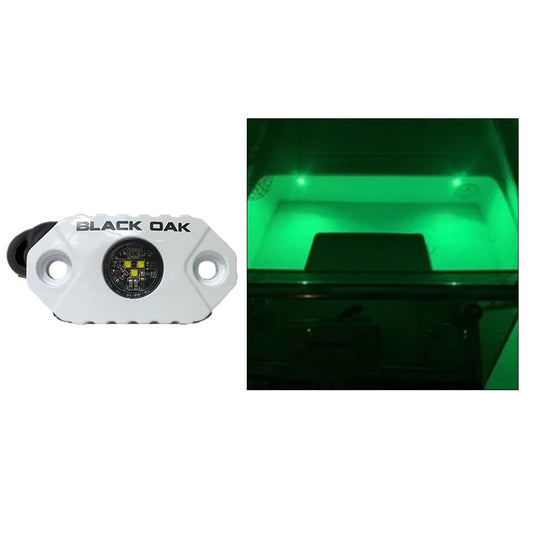 Black Oak Rock Accent Light - Green - White Housing