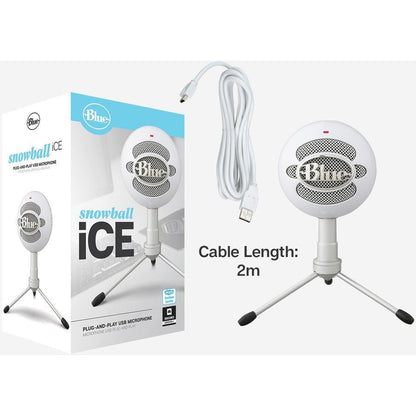 Blue Microphones Blue Snowball Ice Usb Mic White Pc Microphone