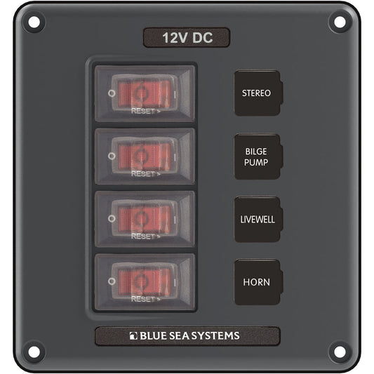 Blue Sea 4320 Circuit Breaker Switch Panel 4 Position - Gray