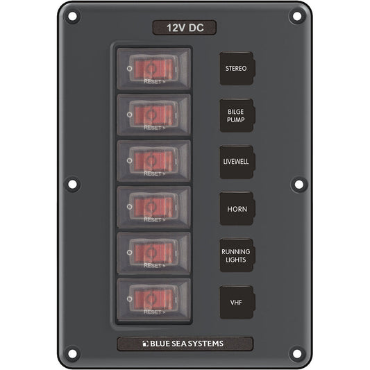 Blue Sea 4322 Circuit Breaker Switch Panel 6 Position - Gray