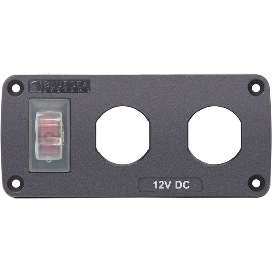 Blue Sea 4364 Water Resistant USB Accessory Panel - 15A Circuit Breaker, 2x Blank Apertures