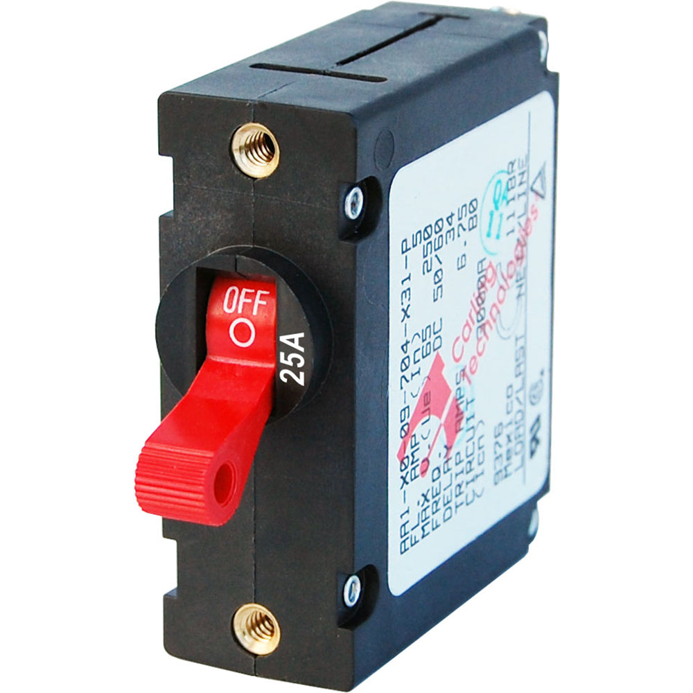 Blue Sea 7217 AC / DC Single Pole Magnetic World Circuit Breaker - 25 Amp Red