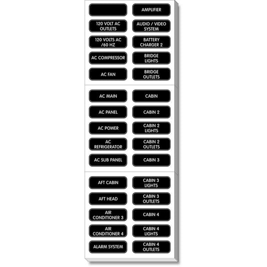 Blue Sea 8067 AC Panel Extended 120 Label Set