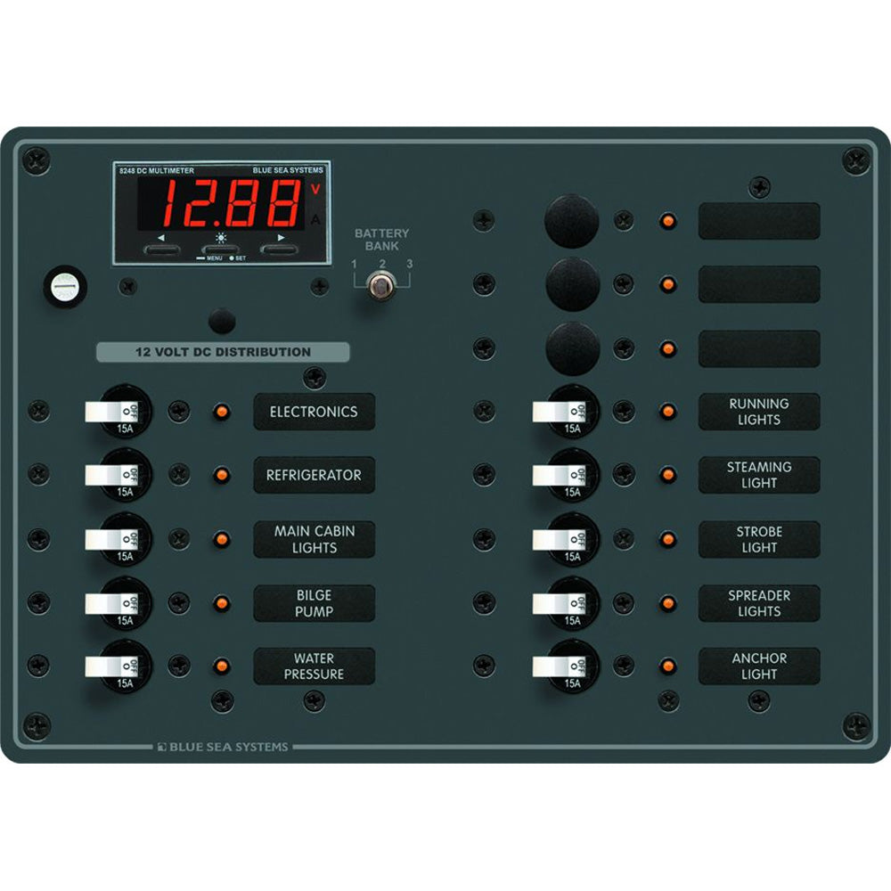 Blue Sea 8403 DC Panel 13 Position w/ Multimeter