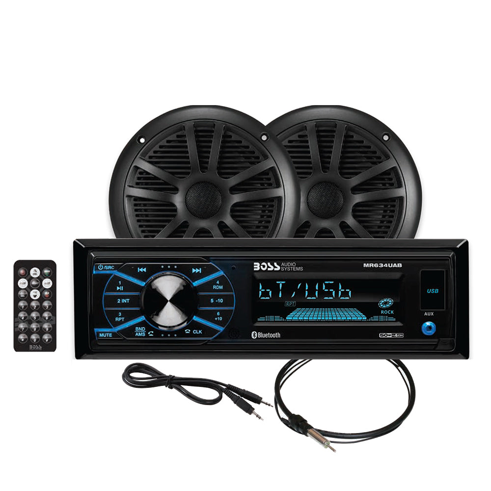 Boss Audio MCBK634B.6 Marine Stereo &amp; 6.5" Speaker Kit - Black
