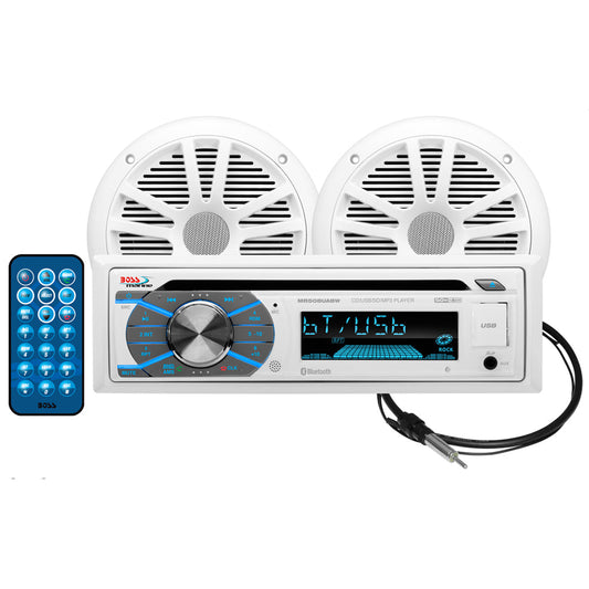 Boss Audio MCK508WB.6 Marine Stereo &amp; 6.5" Speaker Kit - White