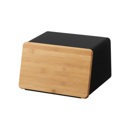 Bread Box with Cutting Board Lid - Steel + Wood