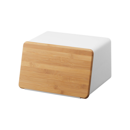 Bread Box with Cutting Board Lid - Steel + Wood