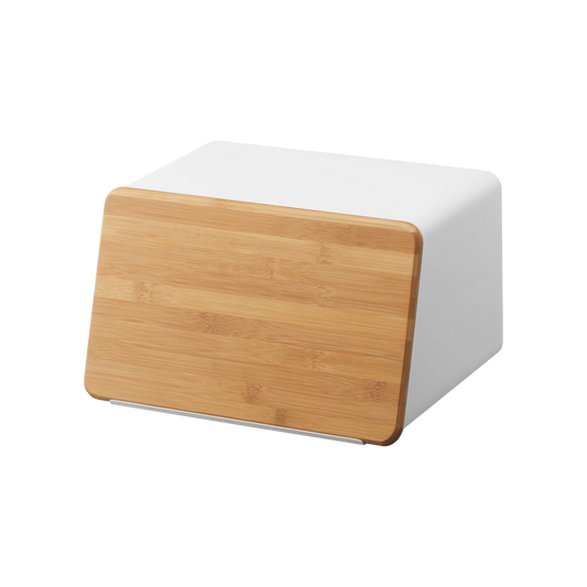 Bread Box with Cutting Board Lid - Steel + Wood