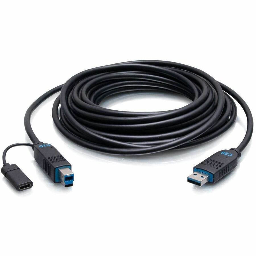 C2G 15ft USB A to USB B Active Optical Cable - USB A to B AOC Cable - USB 3.2 Gen 2 - 10Gbps - Plenum Rated - M/M