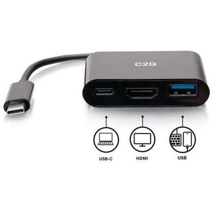 C2G Usb-C 3-In-1 Mini Dock With Hdmi, Usb-A, And Usb-C Power Delivery Up To 60W - 4K 30Hz