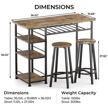 COMHOMA Dining Table with 2 Bar Stools (Set) HC09