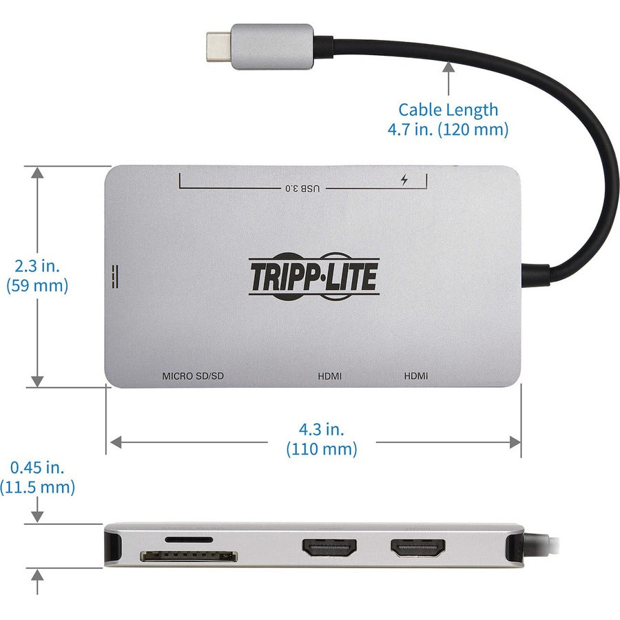 Chargingusb C Dock Dual-Display,4K Hdmi Usb Hub Memory Card Pd