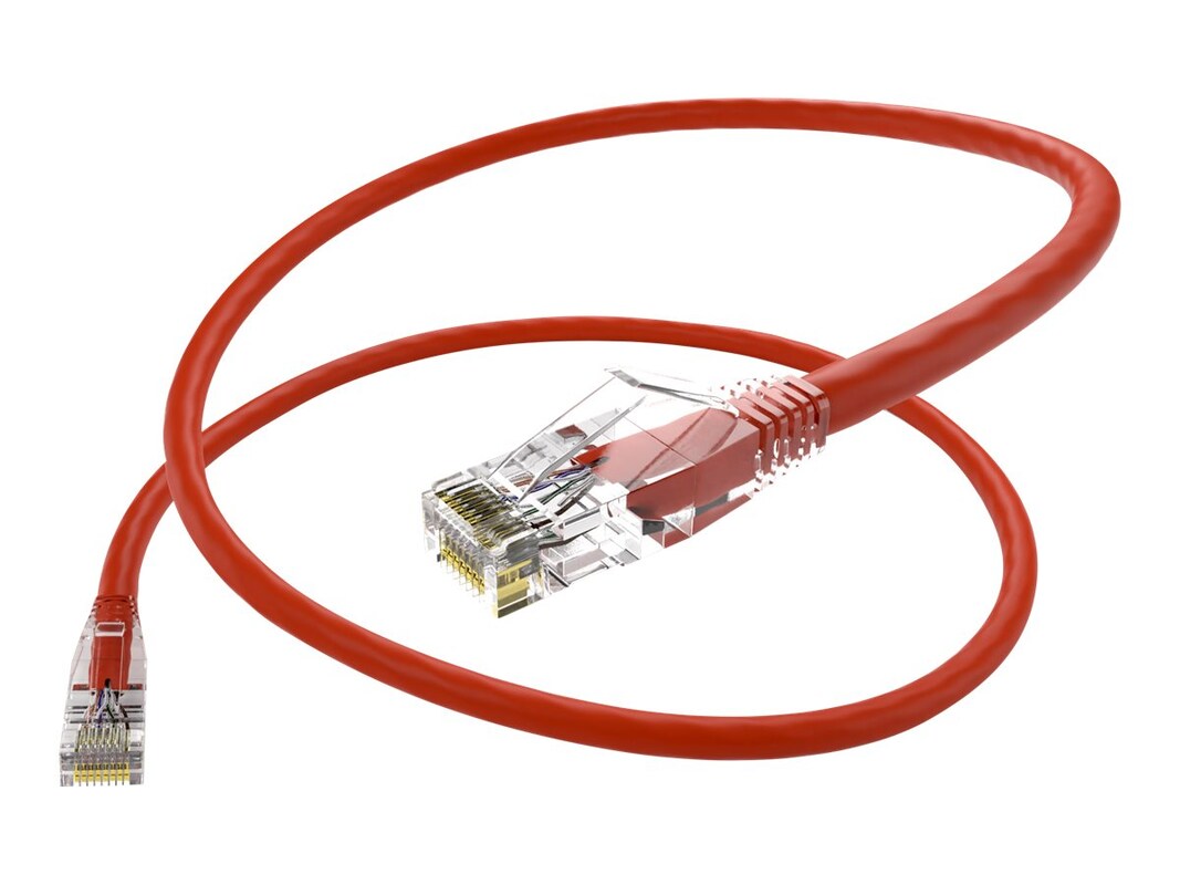Clearfit Cat6 Patch Cable, Red, Snagless, 12Ft